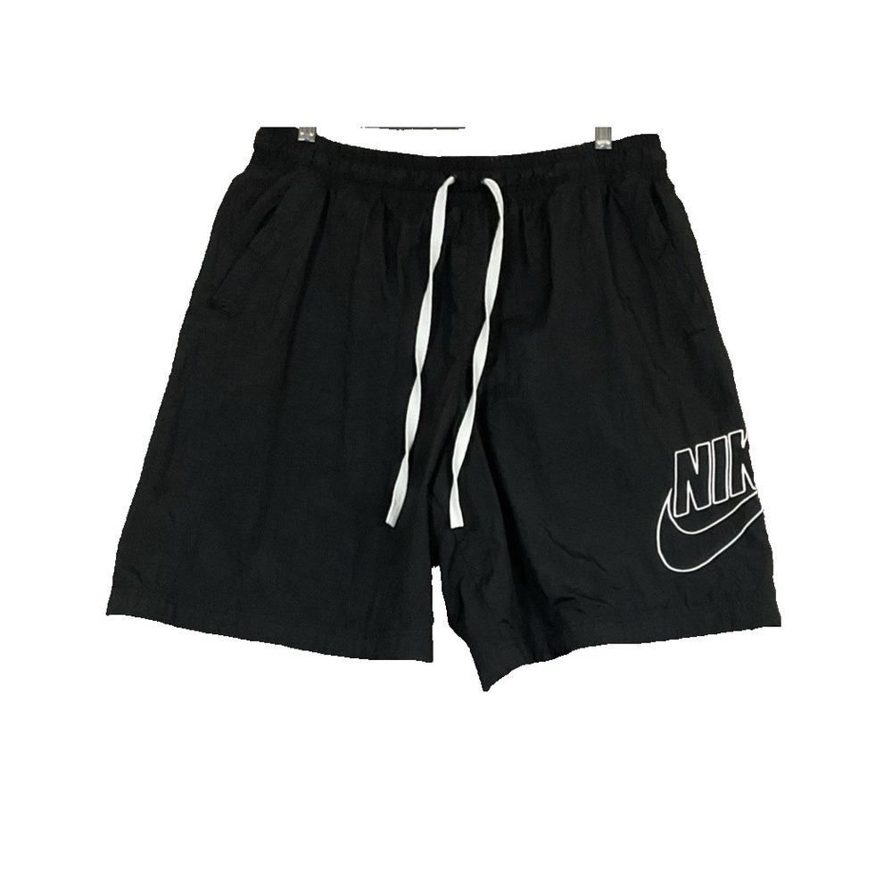 Nike Woven Athletic Shorts Men XL Black Graphic Logo Mesh Lined High Rise